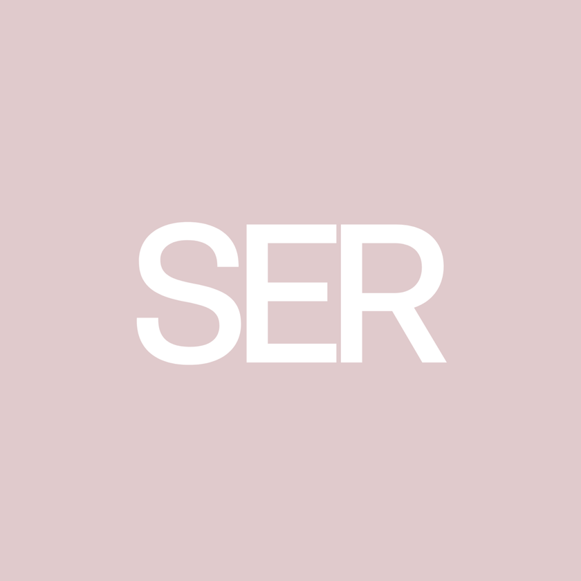 White text 'SER' on a pink background